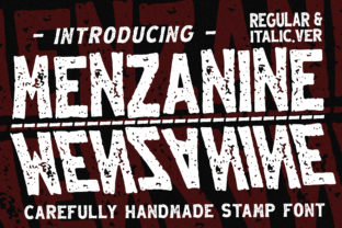Menzanine Font: A Rustic Display Typeface with Stamp-Like Texture and Natural Charm